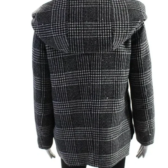 Herno Women’s Button Zip Front Glen Plaid Down Quilted Jacket Black White IT 46 - Picture 3 of 16